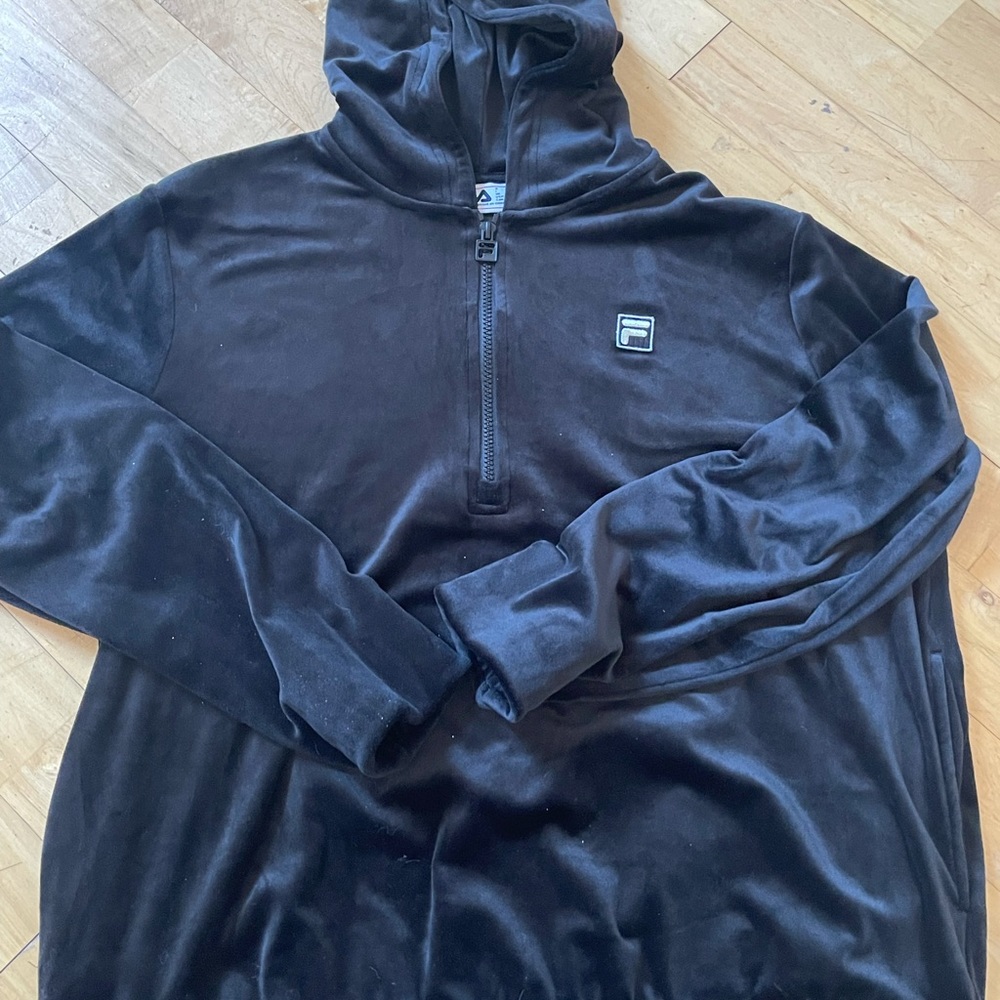 Black velvet fila half zip hoodie